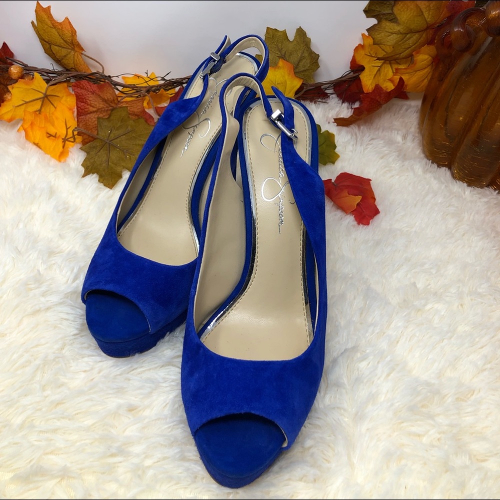 Jessica Simpson Royal Blue Suede Slingback Heels